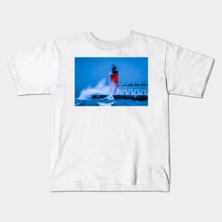 Winter Waves Breaking South Haven Kids T-Shirt